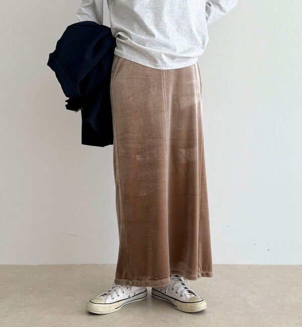 fredy emue「ベロアタイトスカート」|スカート|ベージュ