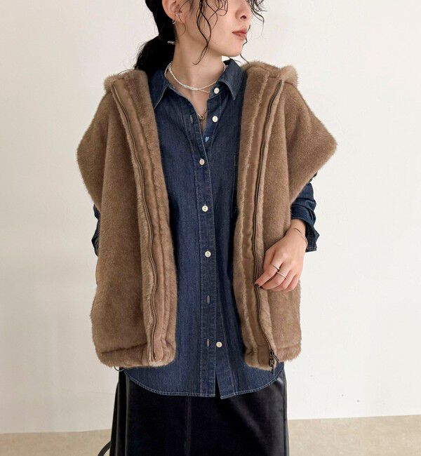 fredy emue「フェイクファーフードベスト」|ベスト・ジレ|