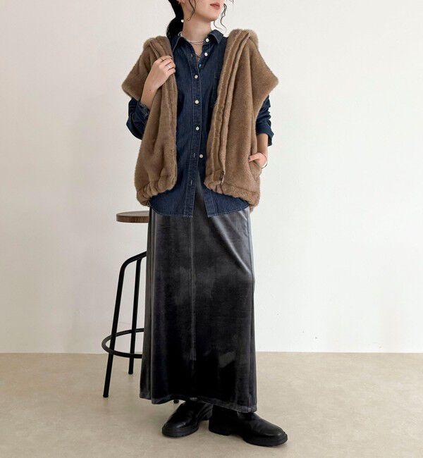 fredy emue「フェイクファーフードベスト」|ベスト・ジレ|