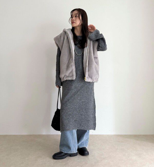 fredy emue「フェイクファーフードベスト」|ベスト・ジレ|