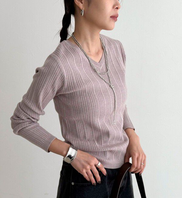 fredy emue「ちびVネックリブニットプルオーバー」|ニット・セーター|