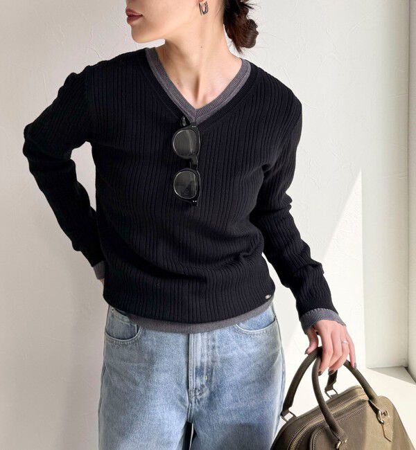 fredy emue「ちびVネックリブニットプルオーバー」|ニット・セーター|