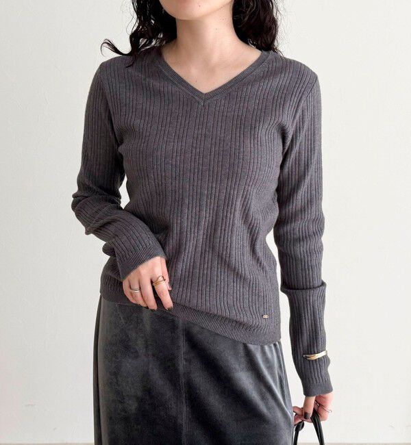 fredy emue「ちびVネックリブニットプルオーバー」|ニット・セーター|