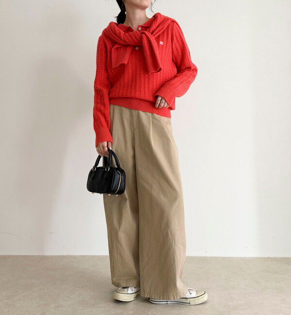 fredy emue「FR刺繍ケーブル柄ポロ衿ニットプルオーバー」|ニット・セーター|