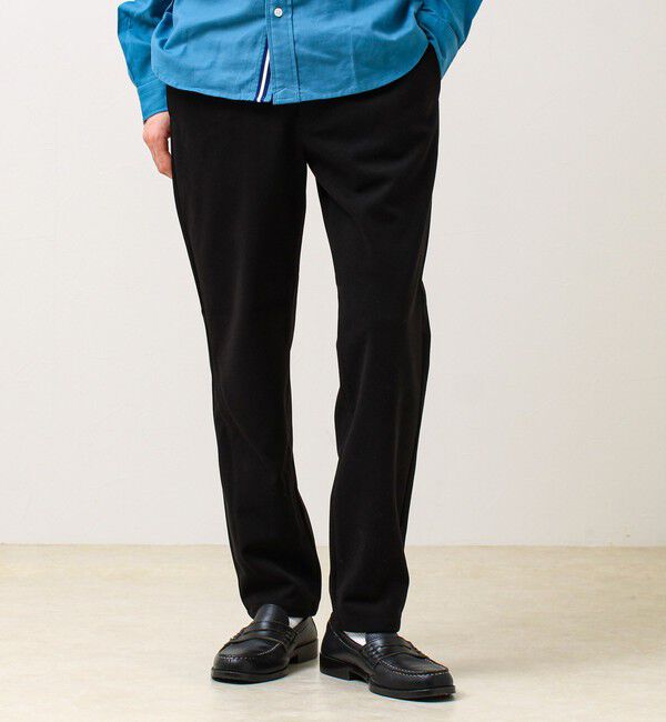 GLOSTER「【毎日穿けるきれい見え】ストレッチカルゼパンツ」|チノ|ブラック