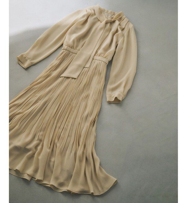 ROPE「ジョーゼットシフォンプリーツワンピース・25AW」|ワンピース|ベージュ(27)