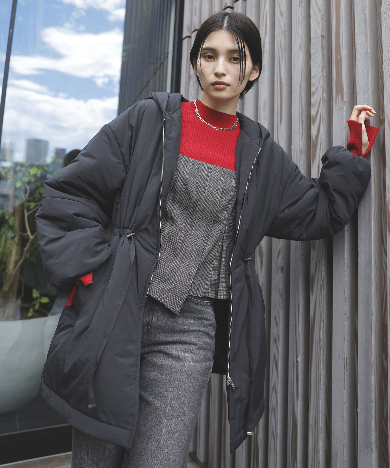 VIS「軽くて温かい中綿ウエストマークコート」|その他|ブラック(01)