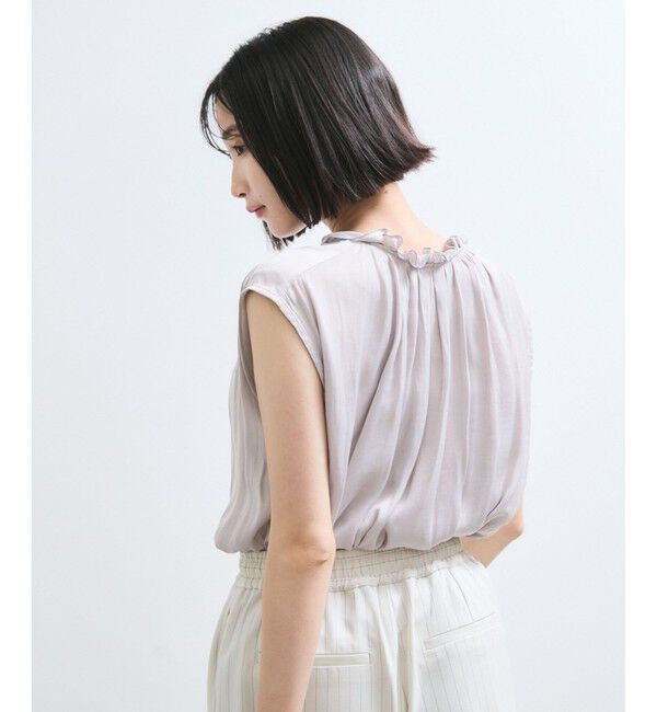 VIS「【WEB限定】割繊釦ネックフリルブラウス」|シャツ・ブラウス|