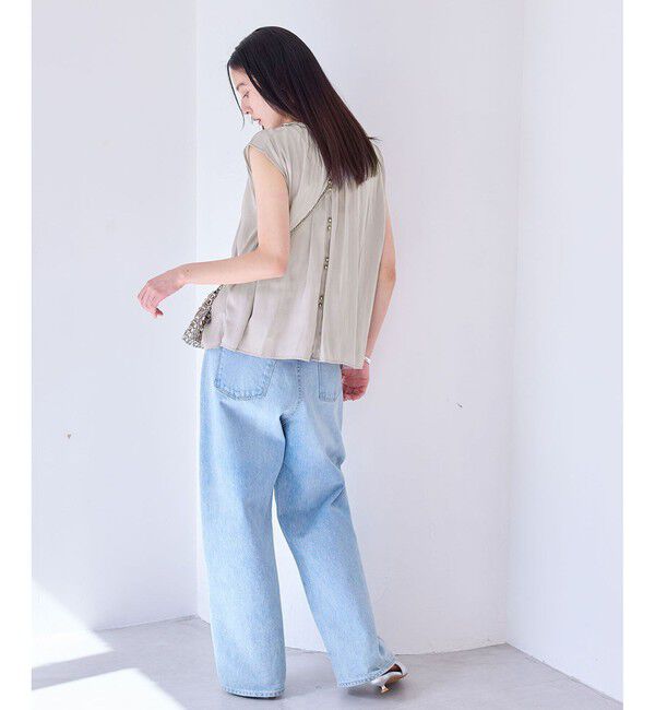 VIS「【WEB限定】割繊釦ネックフリルブラウス」|シャツ・ブラウス|