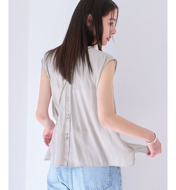VIS「【WEB限定】割繊釦ネックフリルブラウス」|シャツ・ブラウス|