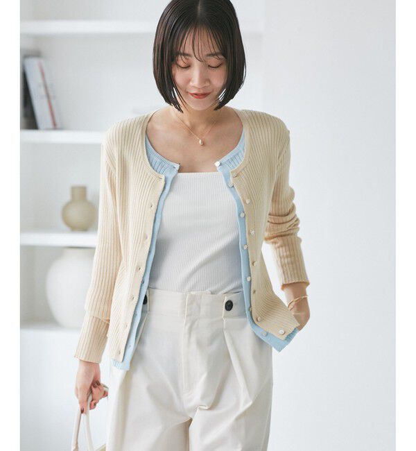 VIS「【WEB限定】フェイクレイヤードカーディガン(マルチWAY)」|カーディガン|