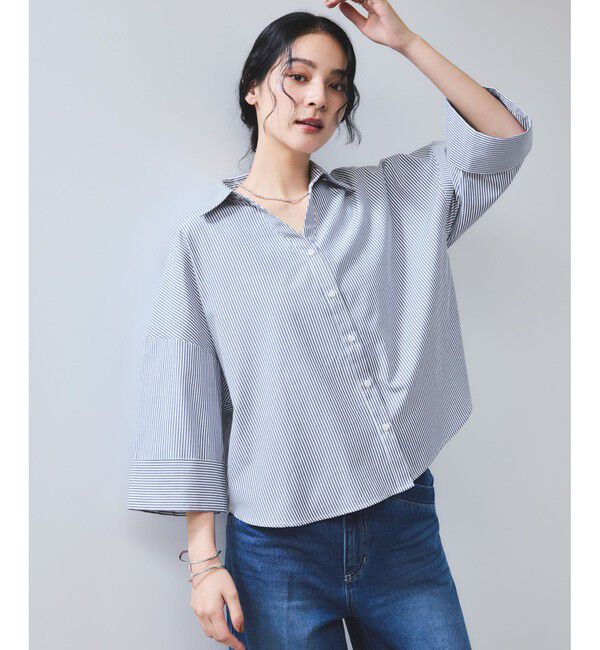 VIS「【WEB限定】スキッパーワイドスリーブシャツ/通勤対応」|シャツ・ブラウス|