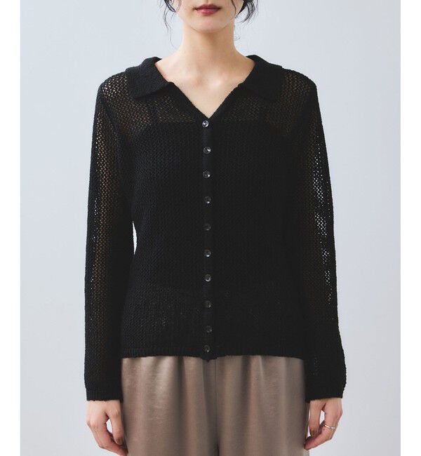 VIS「【WEB/一部店舗限定】配色ラメポロ襟カーディガン/美シルエット」|カーディガン|