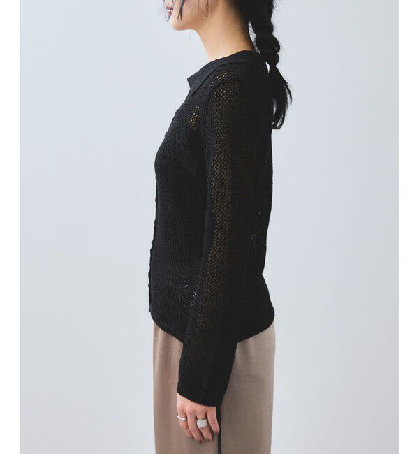 VIS「【WEB/一部店舗限定】配色ラメポロ襟カーディガン/美シルエット」|カーディガン|