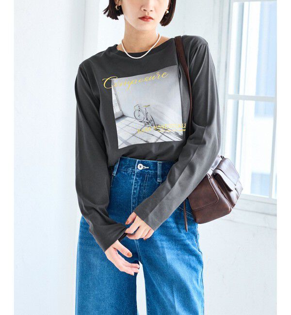 VIS「フォト＆ロゴアソートロングスリーブTシャツ」|Tシャツ・カットソー|チャコール(06)