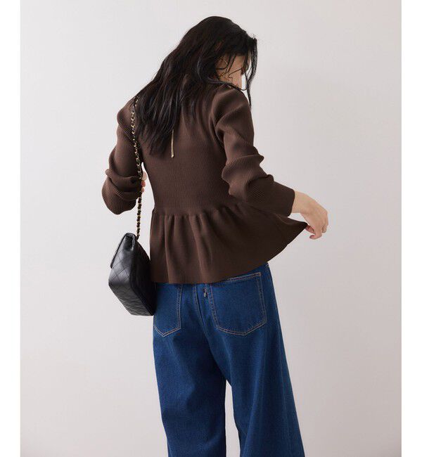 VIS「【洗える】襟付きペプラムカーディガン」|カーディガン|