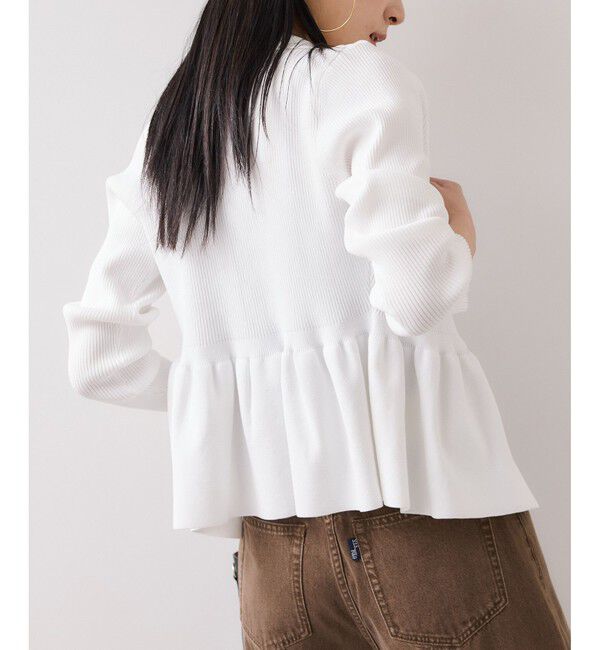 VIS「【洗える】襟付きペプラムカーディガン」|カーディガン|