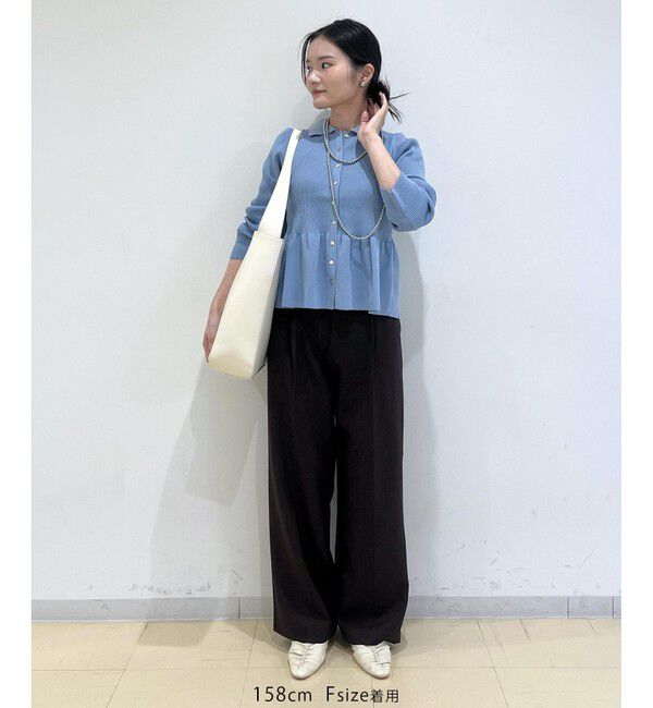 VIS「【洗える】襟付きペプラムカーディガン」|カーディガン|