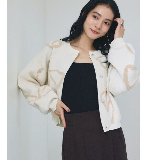 VIS「リボンモチーフジャガードカーディガン/イージーケア」|カーディガン|