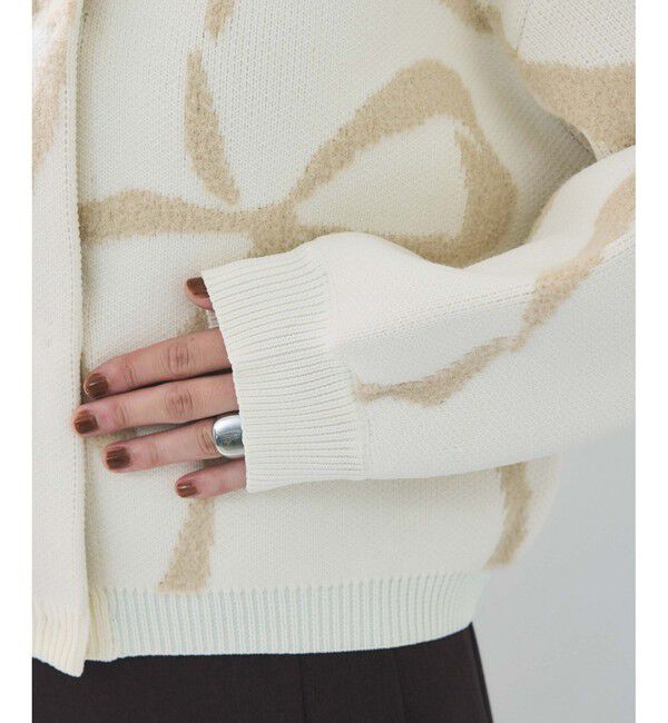 VIS「リボンモチーフジャガードカーディガン/イージーケア」|カーディガン|