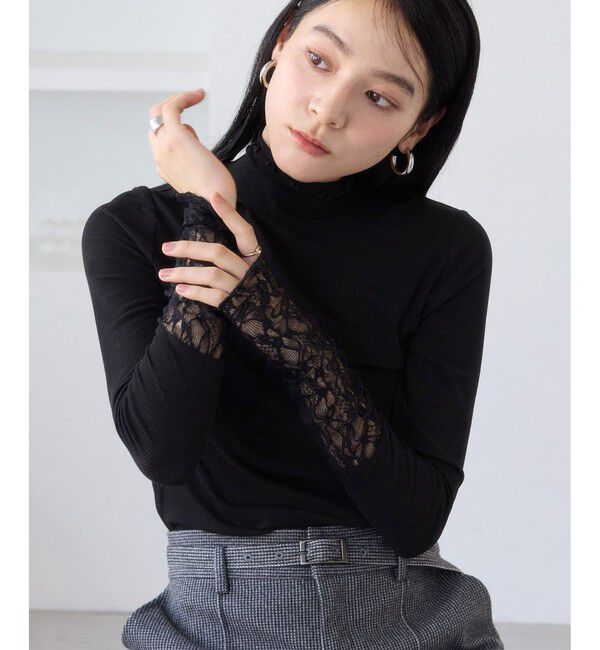 VIS「袖クシュクシュハイネックテレコインナープルオーバー/静電気防止・イージーケア」|Tシャツ・カットソー|