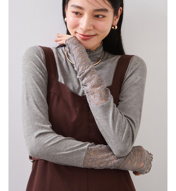 VIS「袖クシュクシュハイネックテレコインナープルオーバー/静電気防止・イージーケア」|Tシャツ・カットソー|グレー(07)