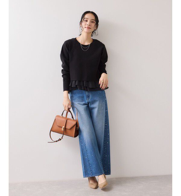 VIS「ペプラムオーガンジードッキングニットプルオーバー」|ニット・セーター|