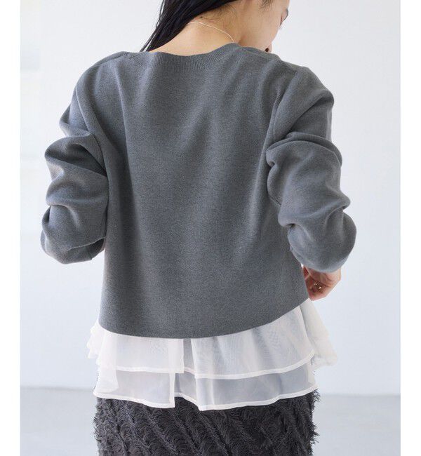 VIS「ペプラムオーガンジードッキングニットプルオーバー」|ニット・セーター|