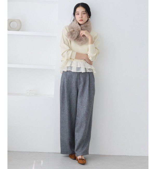 VIS「ペプラムオーガンジードッキングニットプルオーバー」|ニット・セーター|