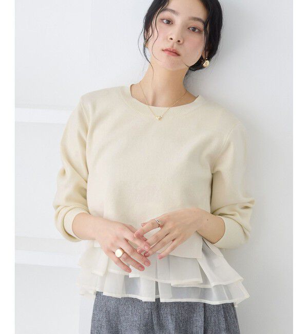 VIS「ペプラムオーガンジードッキングニットプルオーバー」|ニット・セーター|