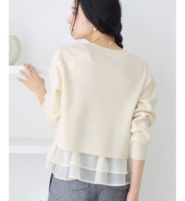 VIS「ペプラムオーガンジードッキングニットプルオーバー」|ニット・セーター|