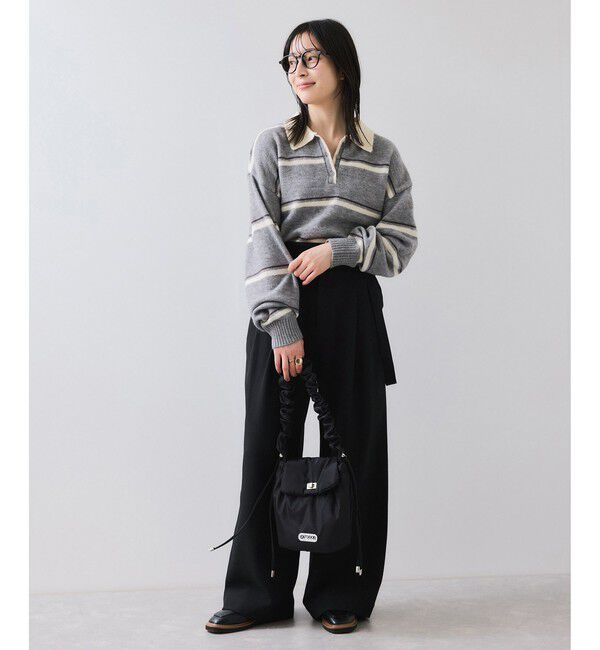 VIS「【WEB/一部店舗限定】ボーダー柄ポロニットプルオーバー」|ニット・セーター|