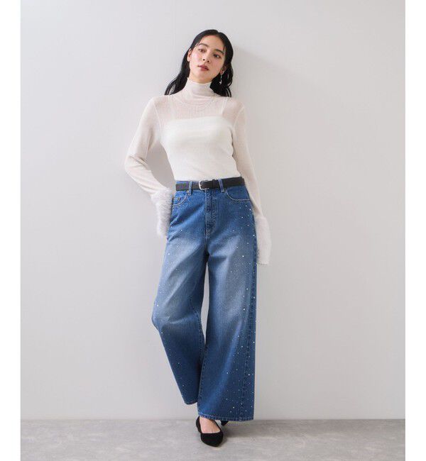 VIS「フェザー切り替えスリーブシアータートルニット」|ニット・セーター|