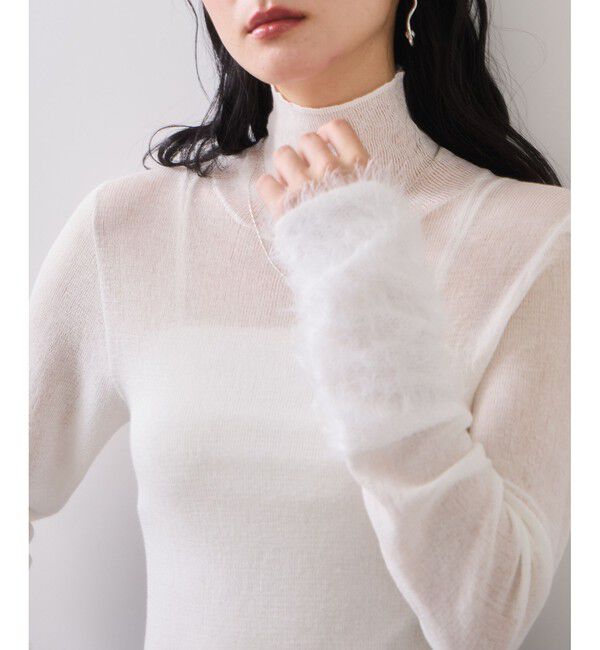 VIS「フェザー切り替えスリーブシアータートルニット」|ニット・セーター|
