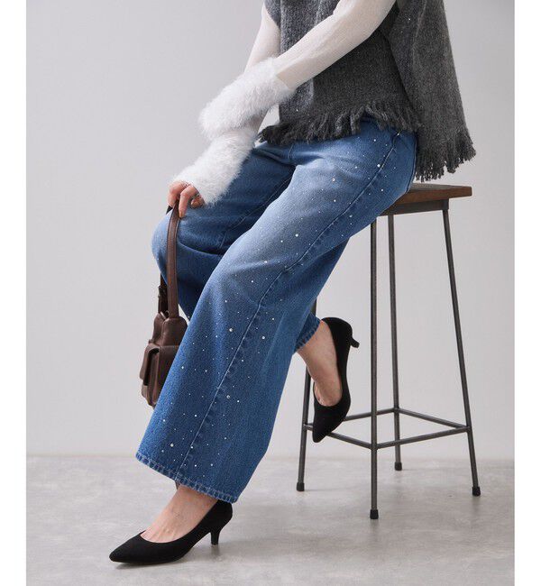 VIS「ビジューデニムパンツ」|デニム|