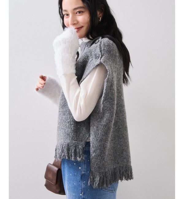 VIS「ボタンデザインポンチョベスト」|ベスト・ジレ|