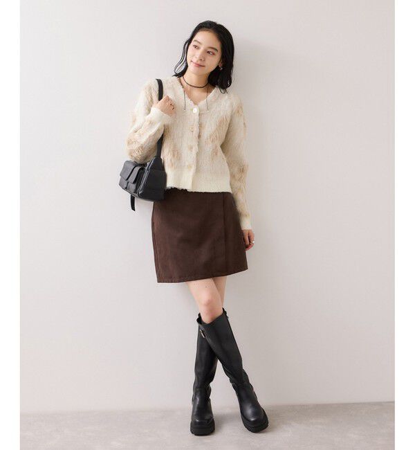 VIS「アート柄ジャガード起毛ニットカーディガン/イージーケア」|カーディガン|