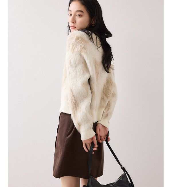 VIS「アート柄ジャガード起毛ニットカーディガン/イージーケア」|カーディガン|