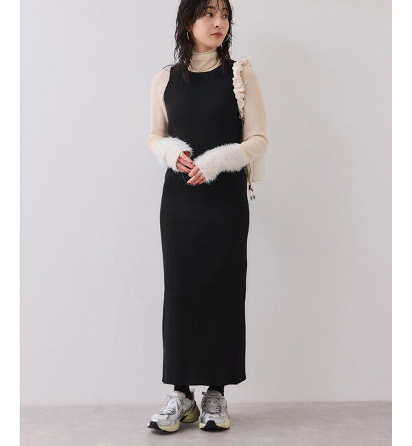 VIS「ねじりショートトップス付きロングニットワンピース/イージーケア」|ワンピース|