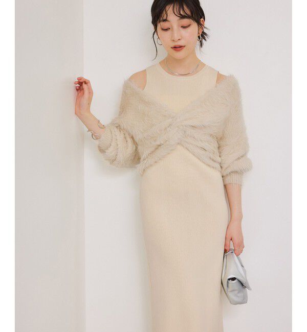 VIS「ねじりショートトップス付きロングニットワンピース/イージーケア」|ワンピース|