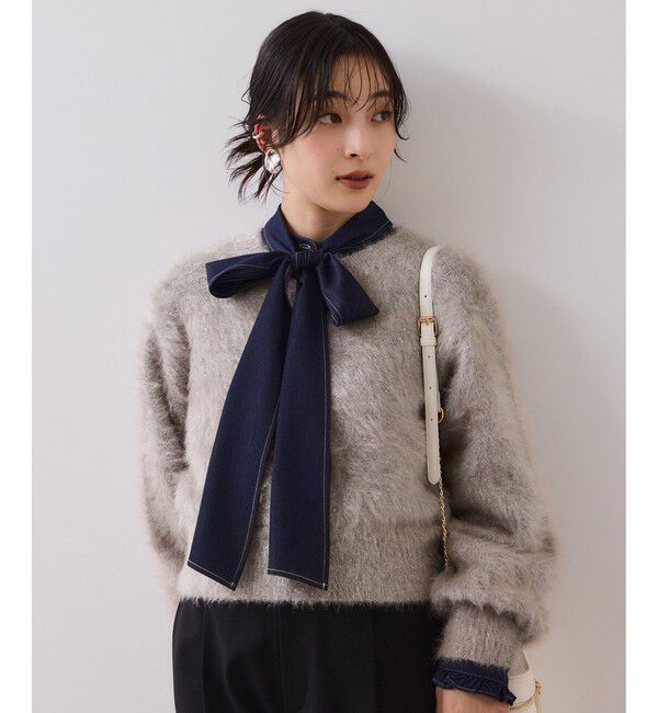 VIS「メタルシャギーネコヤーンニット/静電気防止」|ニット・セーター|ベージュ系(28)