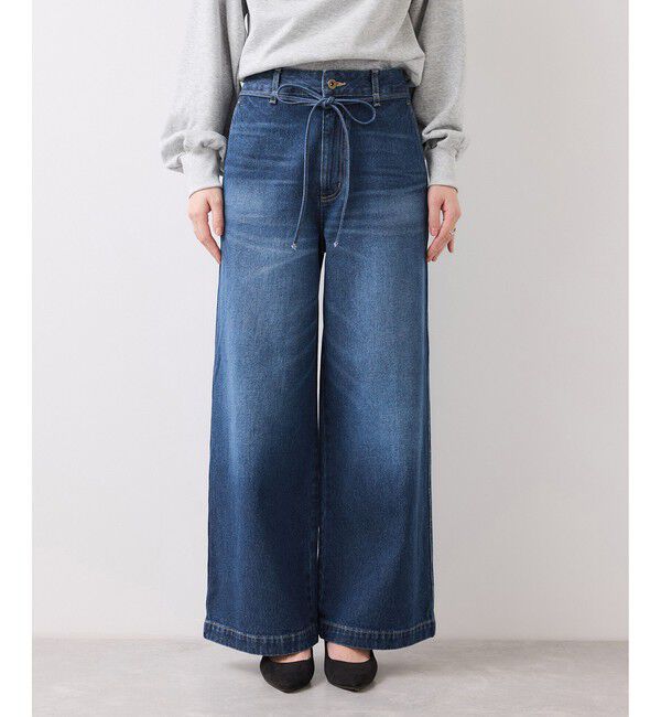 VIS「ワイドシルエットベルト付きデニム」|デニム|