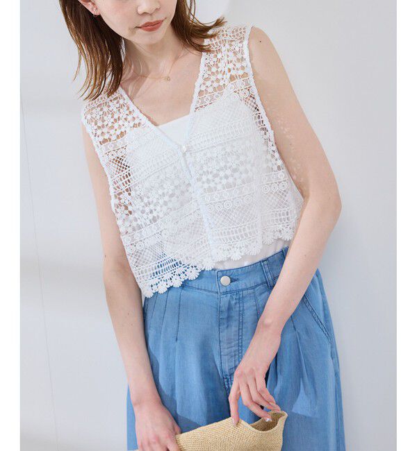 Rope&rsquo;Picnic「フロントボタンレースジレベスト/リンクコーデ」|ベスト・ジレ|