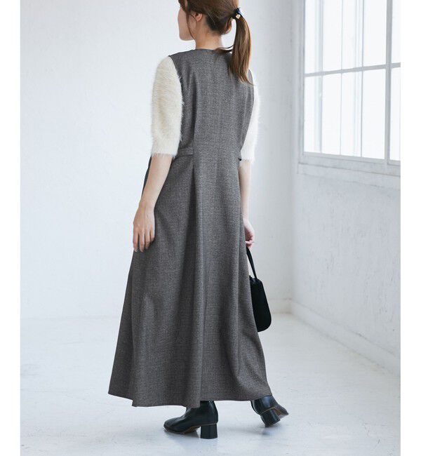 Rope&rsquo;Picnic「【低身長・小柄さんサイズ】ウールライクウエストタックジャンパースカート/セットアップ対応」|ワンピース|