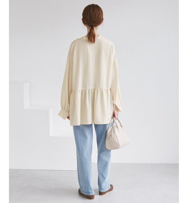 Rope&rsquo;Picnic「【UVケア・防シワ】羽織れるピンタックデザインペプラムシャツ」|シャツ・ブラウス|