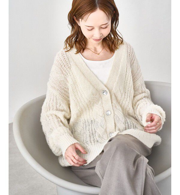 Rope&rsquo;Picnic「ゆるケーブル編みVネックニットカーディガン」|カーディガン|