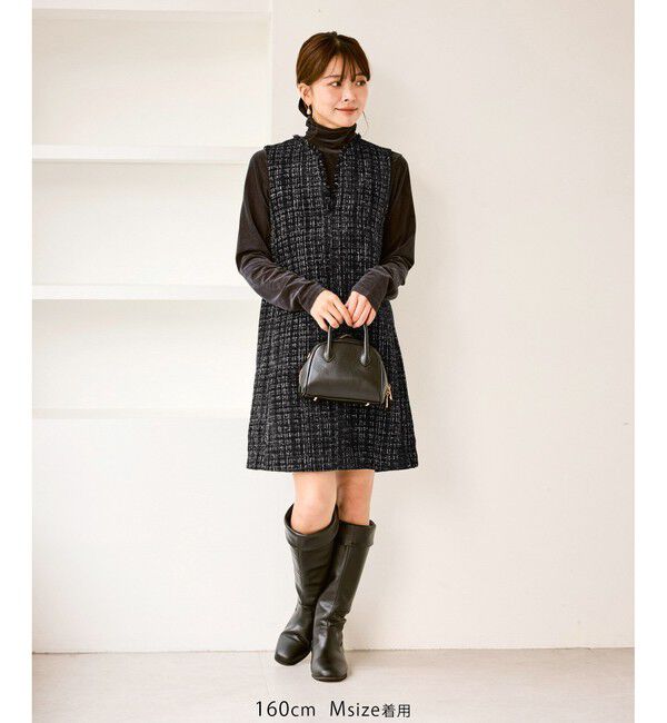 Rope&rsquo;Picnic「キーネックツイードジャンパースカート ワンピース/着丈が選べる」|ワンピース|