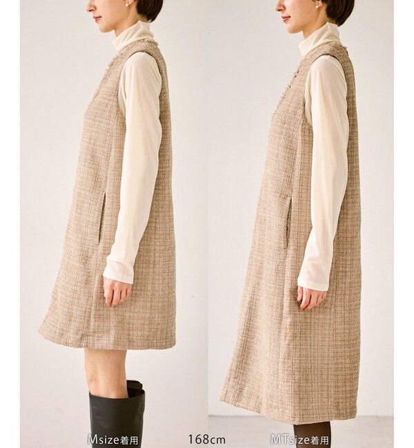 Rope&rsquo;Picnic「キーネックツイードジャンパースカート ワンピース/着丈が選べる」|ワンピース|