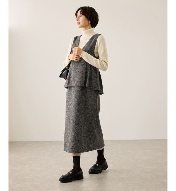 Rope&rsquo;Picnic「【新色追加】レイヤード風ペプラムジャンパースカート」|ワンピース|