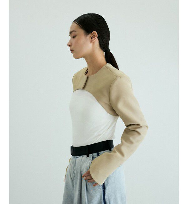 ADAM ET ROPE'「【新色追加】ジャケットボレロ」|ノーカラージャケット|